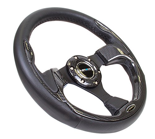 NRG Innovations RST-001CFL Race Style 320mm Sport Steering Wheel with Black Trim (001CBL)