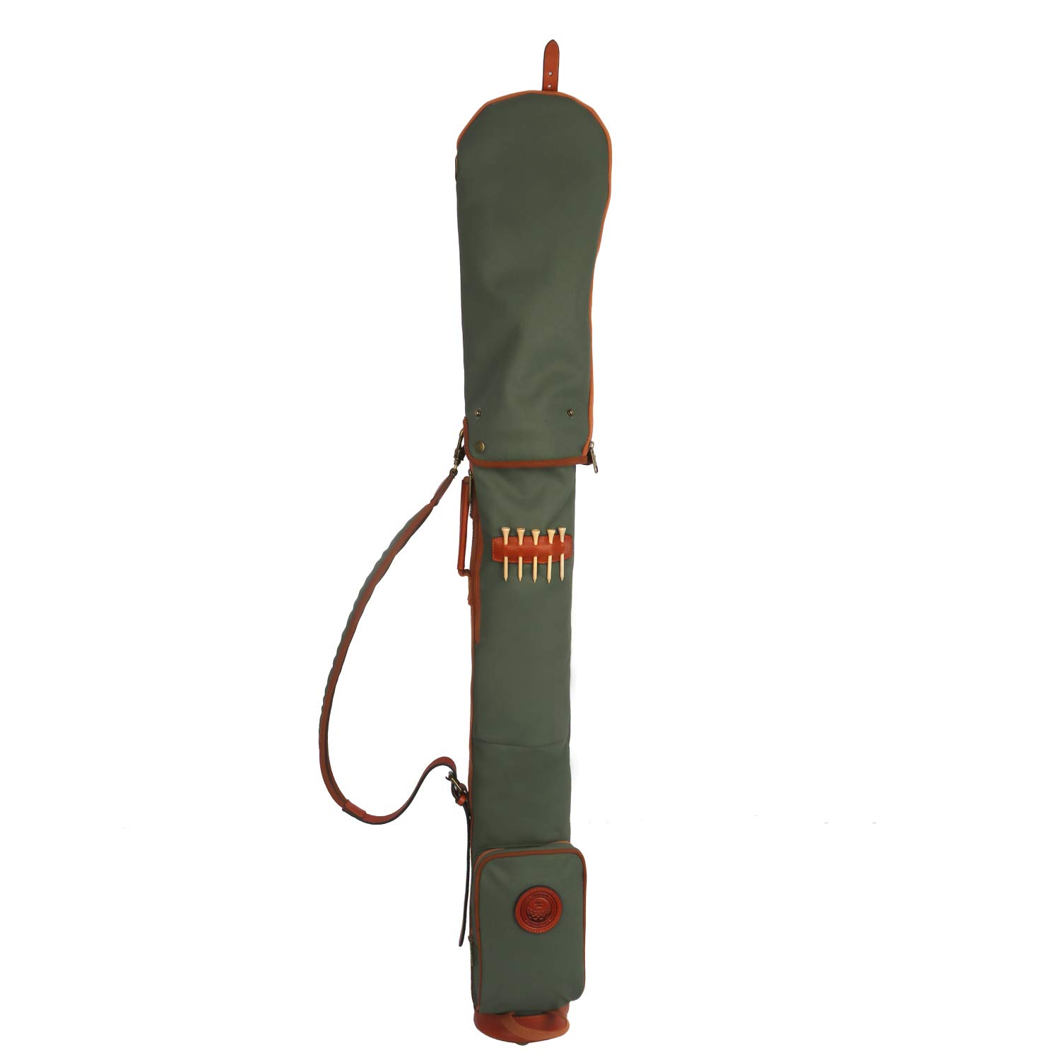 TOURBON Grün wasserdichte Segeltuch-Golfbag für Golfschläger, weicher gepolsterter Schultergurt, 3 Taschen, 3 Divider, geeignet für Erwachsene Golfer (Unisex)