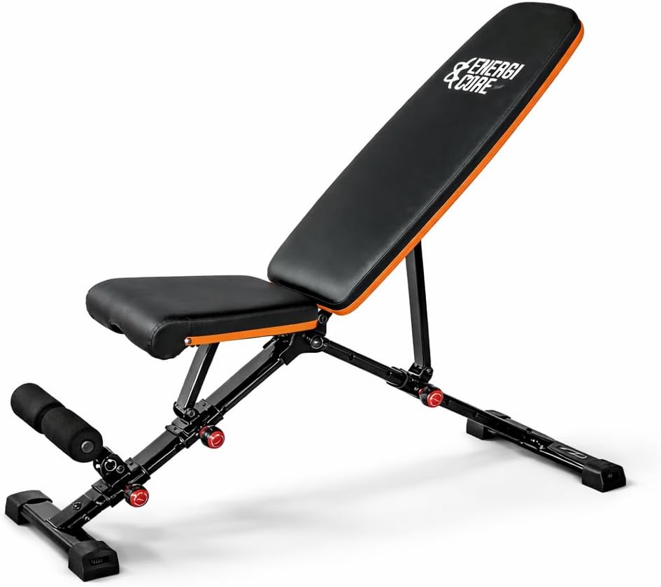 Adjustable Workout Bench for Home Gym – Foldable Weight Bench Incline Decline Flat for Full Body Strength Training | Compact Exercise Bench for Dumbbell & Fitness Workouts by Energi Core