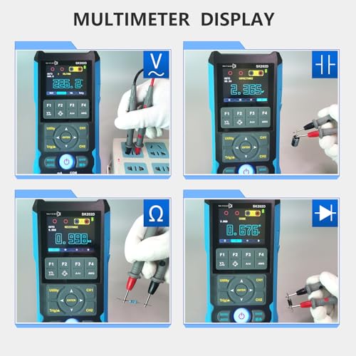 Image of ET202D 3 in 1 Handheld Oscilloscope Multimeter DDS Generator, 2 Channels, 80MHz Bandwidth, 200MSa /s Sampling Rate, 6000 Counts, Voltage, Current, Capacitor, Resistor, Diode Test