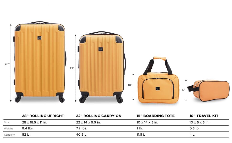 Image of Travelers Club Midtown Hardside 4-Piece Luggage Travel Set, Butterscotch