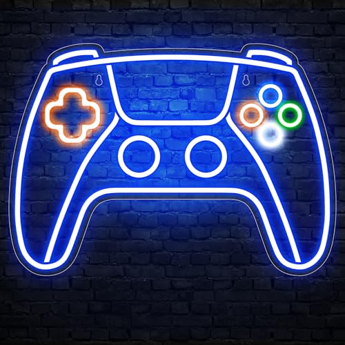 Letrero de Neon LED Gaming Personalizado Gamepad Forma de Pared, 9 Luces LED, Luces Led Gamer de Noche de Pared, Accesorios Decoracion Gaming para Habitación, Sala, Bar, Fiesta