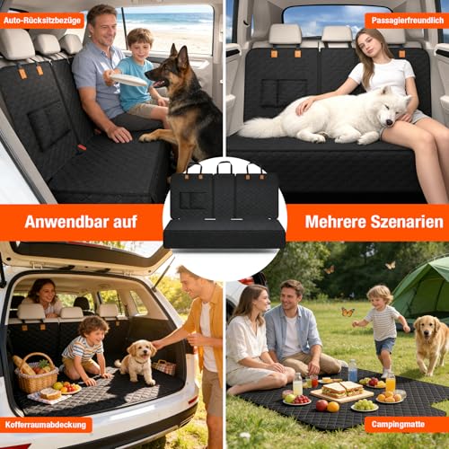 BMaoBBo hundedecke Auto rückbank, rutschfeste wasserdichte Autoschondecke Hund Rücksitz, Hundeschutz Auto Rückbank 136x45cm – Kratzfest, mit ISOFIX, Kompatibel mit Meisten Autos, SUVs und LKWs