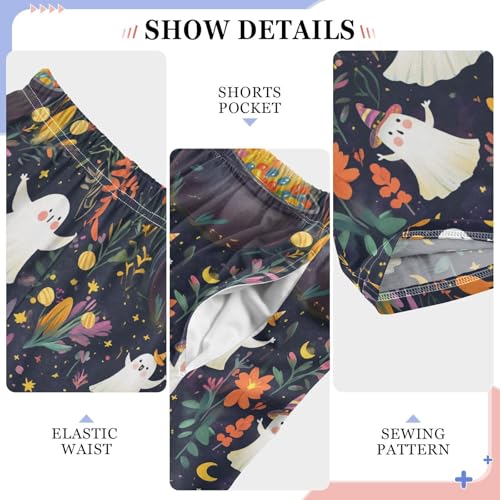 Boys' Pants Halloween Ghost Colorful Leaves Long Bottoms Jogger Pants Elastic Waist Trousers with Pockets S-XL4