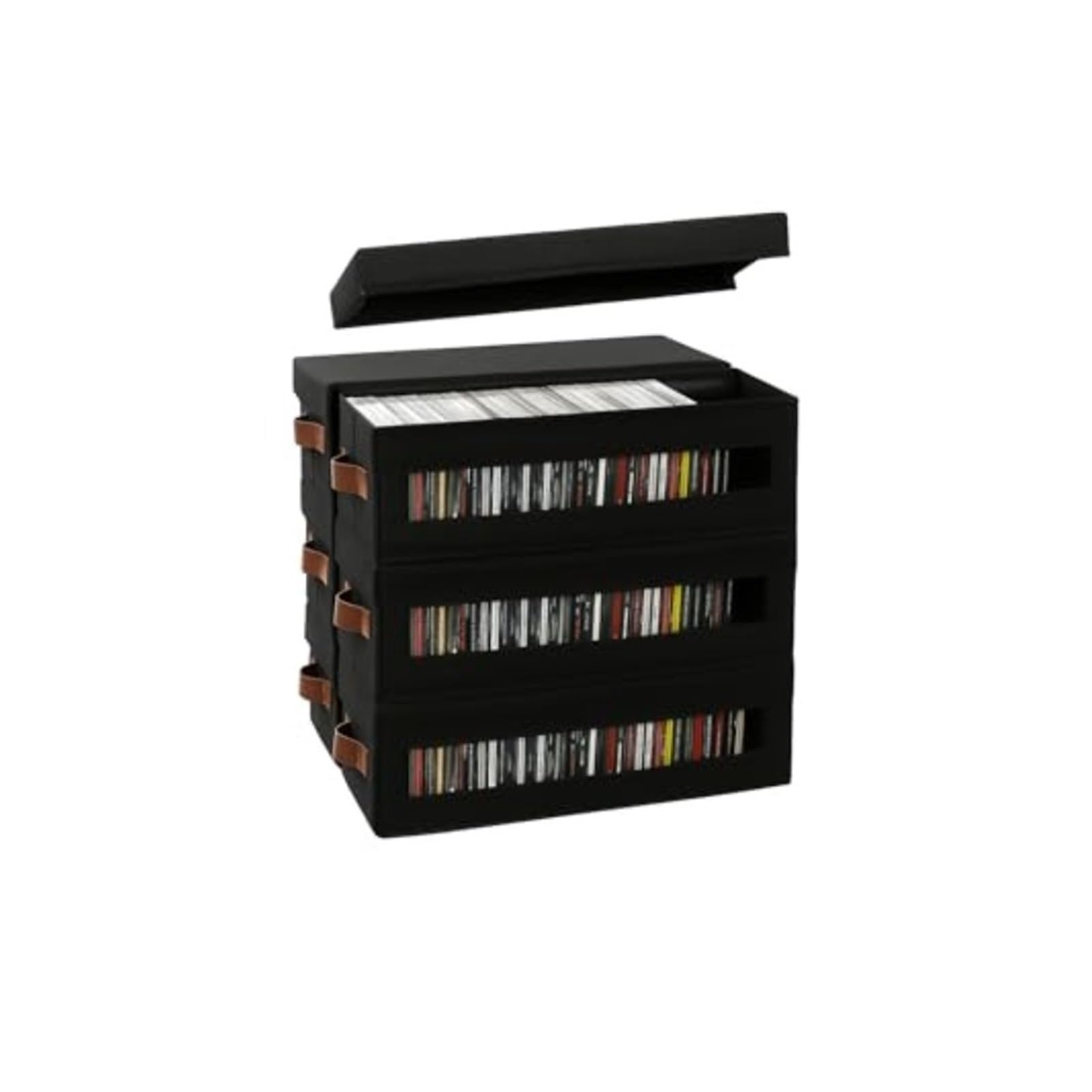 Borsa porta CD in tessuto, Scatola porta CD con custodia impilabile finestra visibile