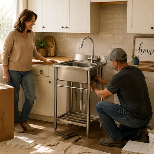 Image of Stainless Steel Utility Sinks, 22 Inch Compact Shop Sink