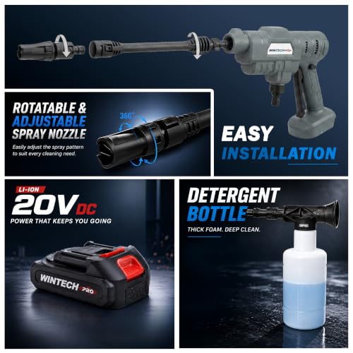 Image of WT CW20-24, 20V Cordless High Pressure Washer, 24 Bar Max Pressure, 3.3L /Min Flow Rate, 2 x 2.0Ah Li-Ion Batteries & Fast Charger, 6 Months Warranty