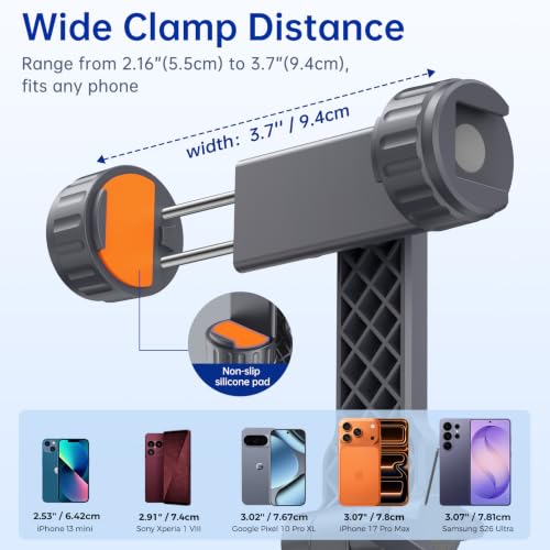 Image of SYNCWIRE Tripod Phone Mount, Universal Smartphone Mount Adapter with 2 Cold Shoe and 1 /4 inch Screw, 360 Rotates and 180 Tilts Adjustable Cell Phone Clamp Holder for Enhancing Mobile Photography Setup