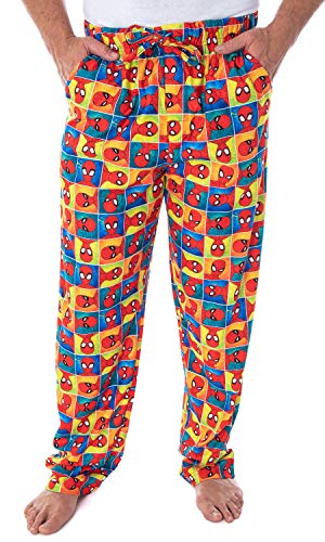 Marvel Men's Ultimate Spiderman Portrait Grid Print Adult Sleep Lounge Pajama Pants