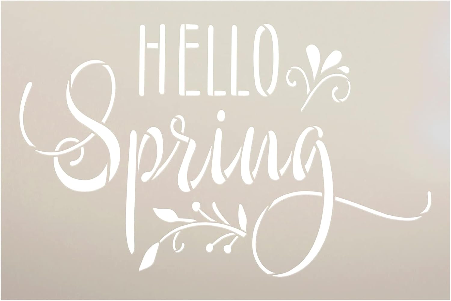 Embellished Hello Spring Stencil by StudioR12 | Craft DIY Spring Home Decor | Paint Seasonal Wood Sign | Reusable Mylar Template | Select Size (24 inches x 16 inches)