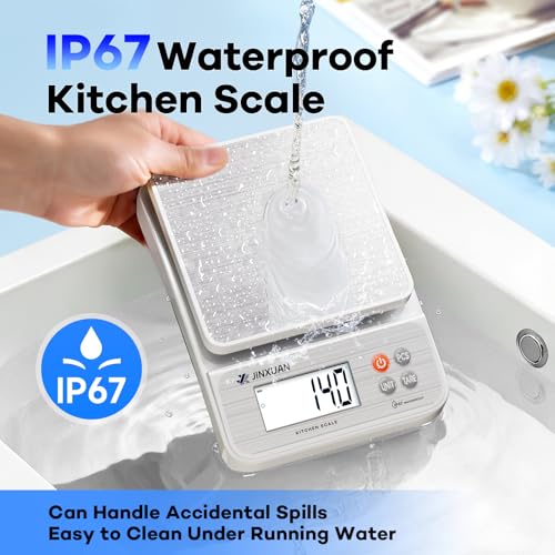Image of Large Kitchen Scale 5kg /11lbx0.1g Waterproof Digital Food Scale for Kitchen Rechargeable Food Weighing Scale Grams and Ounces with LCD Display USB Cord for Baking Cooking Weight Loss Meal Prep