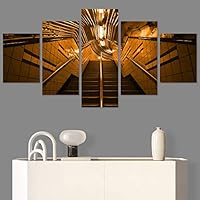 SIGNWIN 5 Panel Canvas Wall Art Modern Art Architecture & Maps Building Contemporary Expressive Multicolor Photography for Home Decorations Ready to Hang - 60