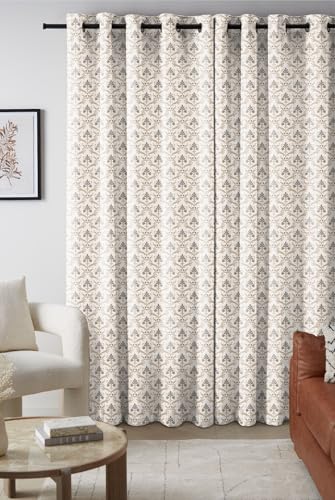 Image of Casableu Anthem Zodiac Cotton Look Door Curtains Pack of 2-9 Ft Long Door, Printed Design, Room Darkening Curtains with Tiebacks, Eyelet Style for Bedroom & Living Room Decor (Americano Tree,9 ft)