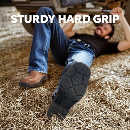 ANGRYRAM Cowboy Work Boots for Men Waterproof Square Toe Leather Western Boots Puncture Resistant Indestructable Steel Toe Safety Boots for Men4