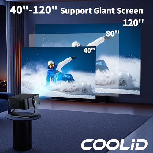 Image of [Compatible with Netflix & Support 4K] 1080P HD Mini Projector Dual Band WiFi6 5G and BT 5.4 Auto Focus & Obstacle Avoidance Portable Outdoor Projector, 270 Adjustable Stand for Home Movie - Black