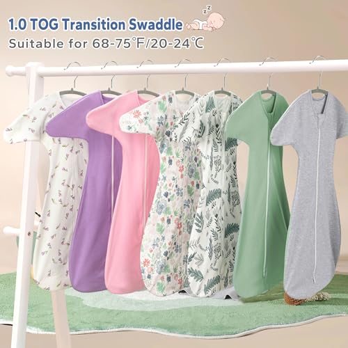 Zigjoy SD4314 Shark-Fin Transition Swaddle - 1.0 Tog Baby Sleep Sack Soft Cotton Transitional Swaddle Baby Wearable Blanket thumb #4