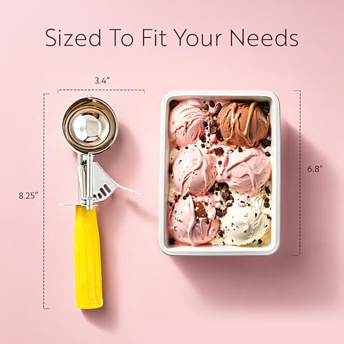 Image of Restaurantware Met Lux 2 Ounce Portion Scoop 1 Trigger Release Cookie Scoop - With Yellow Handle Stainless Steel Disher For Portion Control Scoop Cookie Dough Cupcake Batter Or Ice Cream