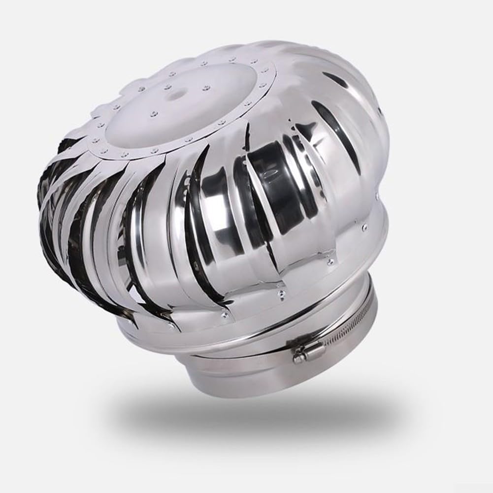 WOTZOV Stainless Steel Chimney Cowl Cap With Rotating Spinner Feature For Optimal Airflow And Weather Protection ?110 Mm，?200 MM