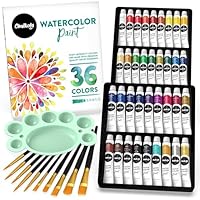 Chalkola Watercolour Paint Set for Adults, Kids, Beginner & Professional Artists - 36 Watercolour Tubes Set (12ml), 10 Painting Brushes & 1 Palette | Vibrant Water Colour Art Painting Supplies
