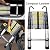15.8FT Telescopic Ladder w/Non-Slip Feet Detachable Hooks,Aluminum Collapsible Portable Telescoping Ladder for Loft Roof Attic Ceiling,330 Lb Capacity
