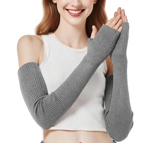EQLEF Winter Arm Warmers, Armstulpen Gestrickt, Armstulpen Damen Winter Warm Armwärmer Handstulpen Damen Winter Stulpen Arm Lange Handschuhe Ohne Finger für Den Winter