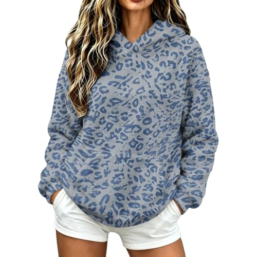 Cheetah Print Hoodie Fuzzy Flannel Loose Fit Oversized Hoodies for Women - image 9