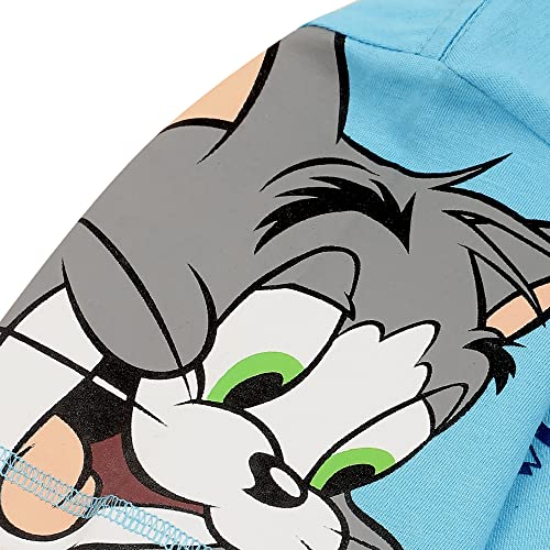 Image of Kidsville Official Tom & Jerry Printed Boy's Regular Fit Blue Half Sleeves Tshirt