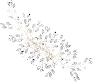 KALLORY Pente De Cabelo De Casamento Strass Tiara De Casamento Pente Lateral De Noiva Pente De Pérola Headpiece De Cabelo De Casamento Strass Headpiece Pente De Cabelo De Noiva Pente De