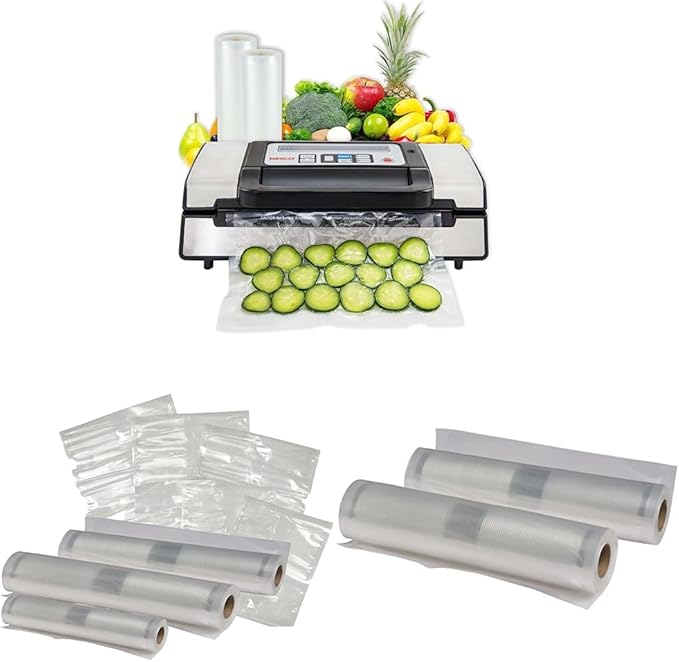 Nesco Deluxe Food VS12 Vacuum Sealer, 130 Watts & Nesco VS07V Vacuum Sealer Bag