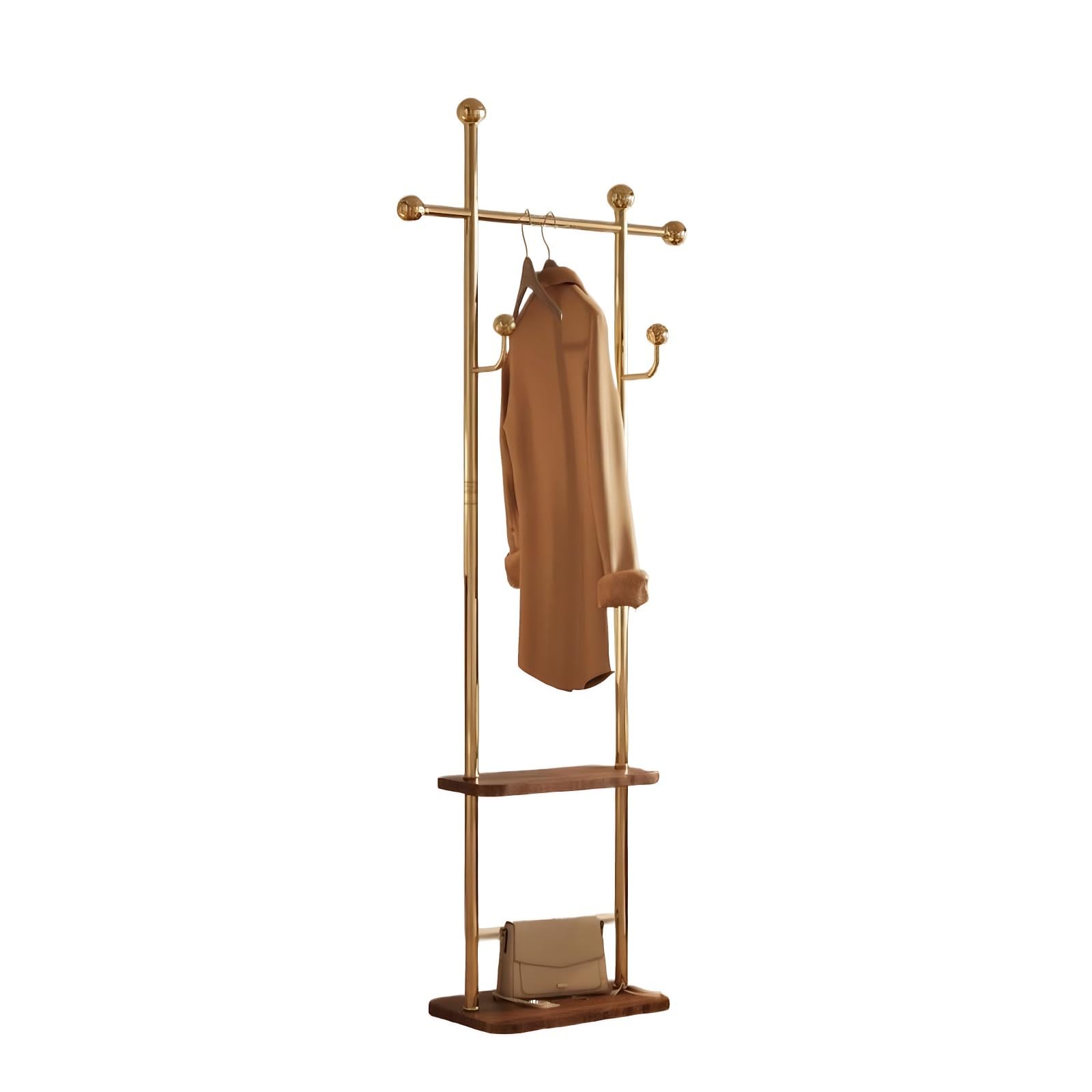 FGXHHS Freestanding Hall Tree with Shoe Sto & Hoo, Metal Coat Rack for Entryway, d Walnut Design, Perfect Coats, Hats, Handbags, Scarves (15.7")