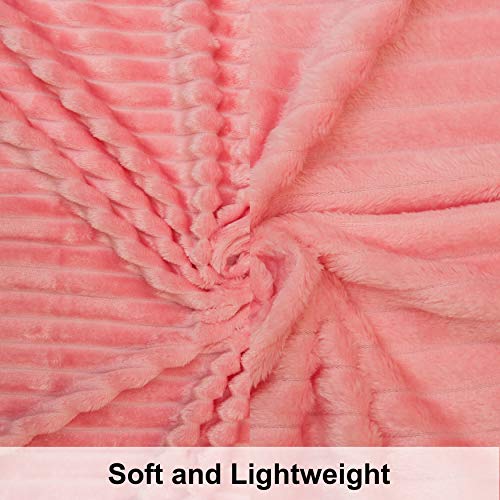 Ntbay 20200406MFRTBLANKET-PINK Flannel Fuzzy Toddler Blanket, Fluffy Warm And Lightweight Reversible Stripes Design Baby Plush Blanket thumb #1