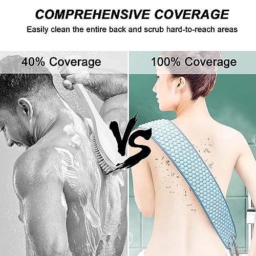 VIPITH Exfoliating Back Scrubber for Shower 37 Inches Back Washer with Handles - Image 2