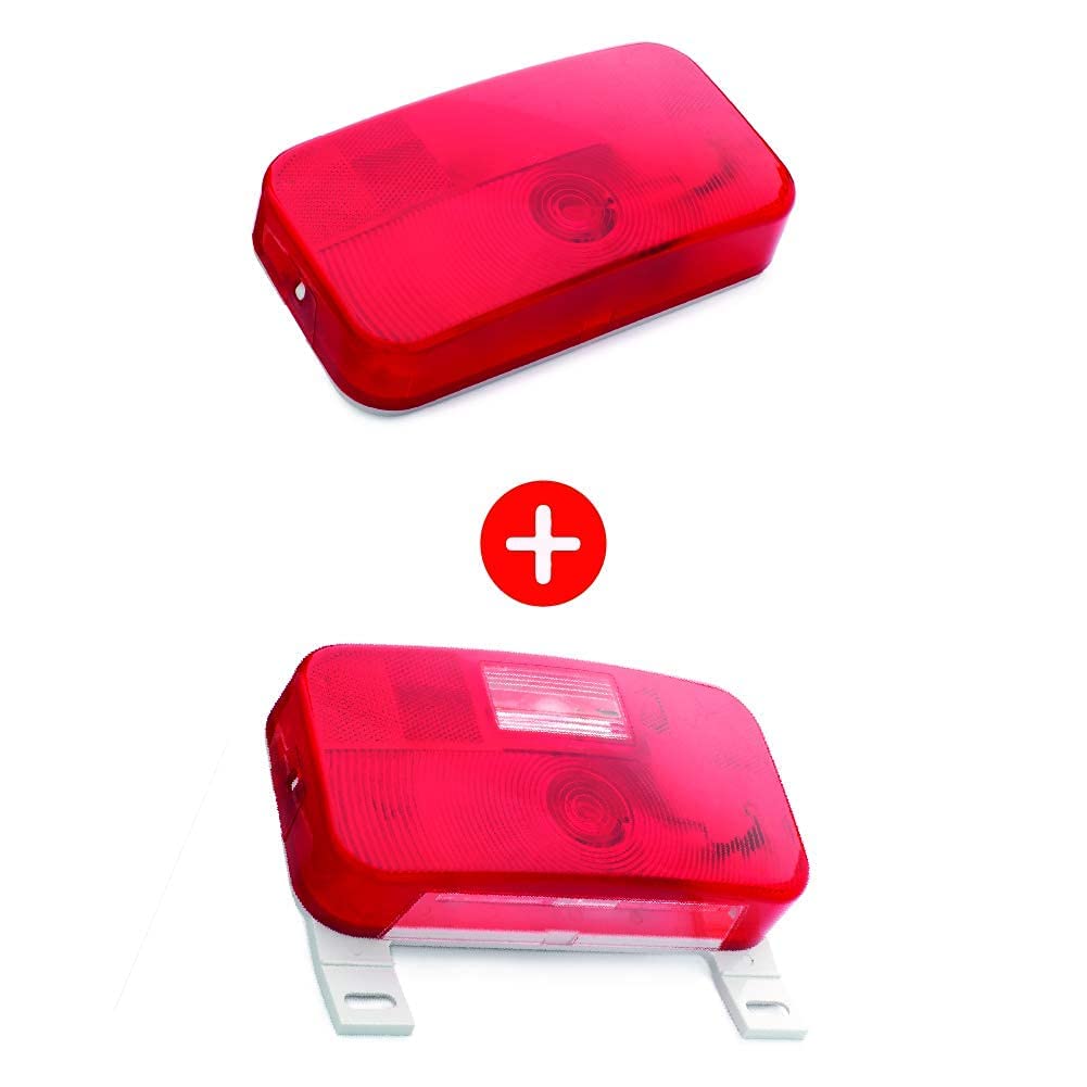 Lumitronics RV Red Surface Mount License Light with Bracket and Surface Mount Tail Light - Stop/Turn/Tail Lights