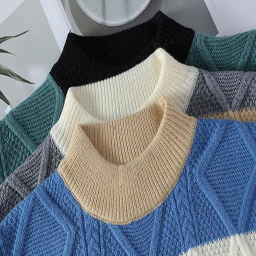 Cambkatl Men's Color Block Crewneck Sweaters, Cozy Knitted Winter Loose Long Sleeve Pullover Casual Sweater Tops4