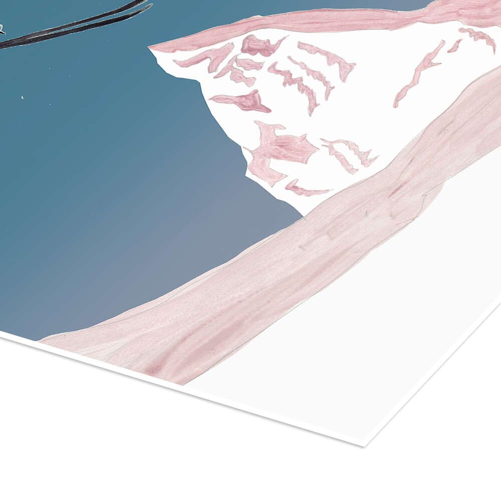 Posterlounge Skier at the Jump Poster | 90 x 120 cm di Mantika Studio Blu Quadri Decorazione per pareti