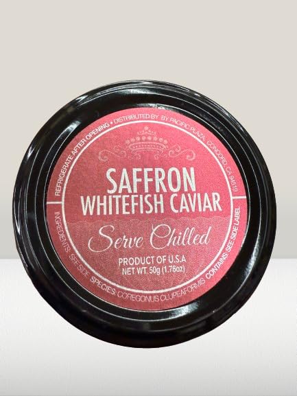 Premium Saffron Whitefish Caviar – Kosher, Wild-Caught, Ready to Eat – 1.76 oz Glass Jars (Pack of 3)