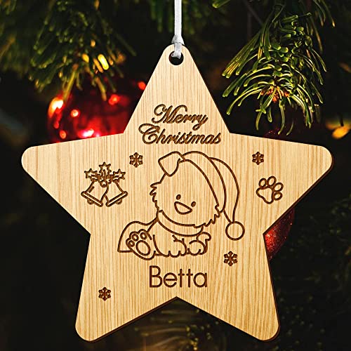 Personalised Christmas Ornaments Christmas Tree Decorations 2023 Custom Xmas Tree Decoration Ornaments Santa Gift for Family Baby Home Girls Babies with Any Name(Star)