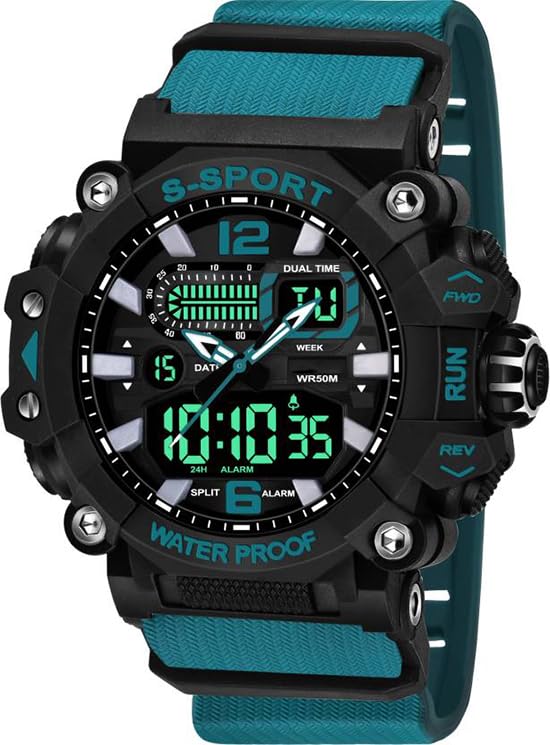 Eagle fly Analogue Digital Sports Multi Functional Black Dial Watch for Mens (LIGHTBLUE) (B0D6Z4RQ92) Amazon Price History, Amazon Price Tracker
