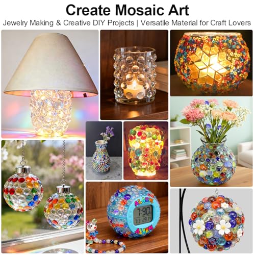 Image of Mini Glass Gems Flat Bottom Marble Beads for Vase Aquarium Fish Tank | Mixed Color Flat Marble Beads Decorative Vase Filler For Planter Crafts Home Art Decor (Transparent, 1 Pound)