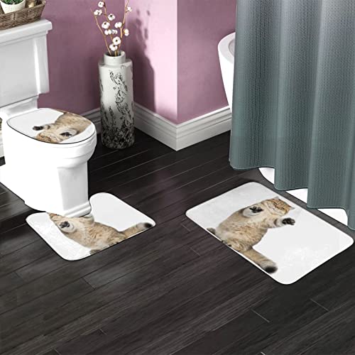 DIRYKILP Badematte + Konturmatte + Toilettendeckelbezug, Süße lustige Katze 3 Stück Badematte Set, mit rutschfester Klebeunterseite – Bild 3