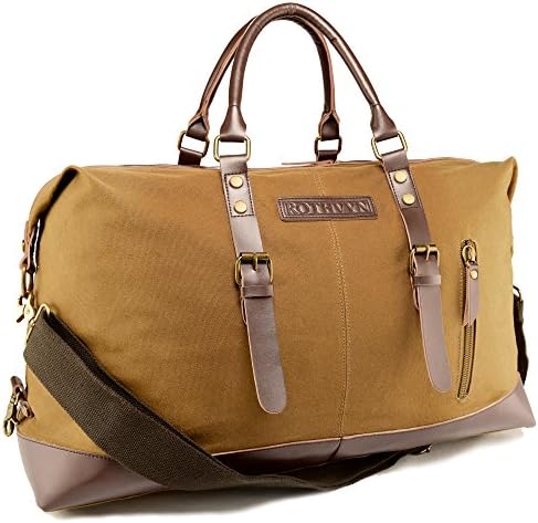 Rothvyn Weekender Travel Bag in Waxed Canvas and Microfiber Leather
