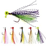 Ghanneey 10pcs Feather Fly Tying Jig Heads Jig High Carbon Hook Fly Fishing Lure Set Freshwater and Saltwater for Salmon Trout Bass