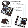CONTACTS Genuine Leather Mens Travel Clutch with Hand Strap,RFID Blocking Family Passport Wallet Purse Brown,Large Capacity Phone Clutch Handbag for Men #3