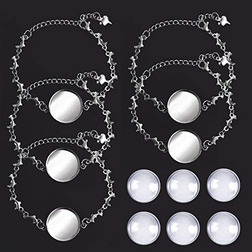 DROLE 20Pcs Stainless Steel Cabochon Bracelet Blanks Kit-10Pcs Bracelet Bezel Blanks and 10Pcs 20mm Round Cabochons Findings for Jewelry Making Dolphin