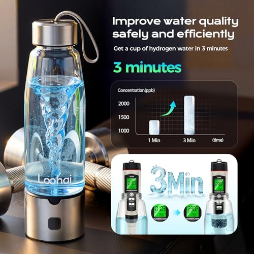 LOOHOI Hydrogen Water Bottle, Upgraded Hydrogen Generator with SPE/PEM Tech,16oz Portable Hydrogen-Rich Water Maker,Fast Hydrogen Production,Rechargeable Health Water Cup for Home Office Travel - Image 3