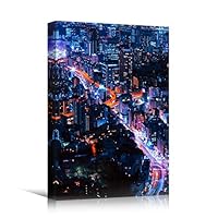 Canvas Wall Art City Lightscape Cityscape Colorful Modern Multicolor Neon Photography Places - 12x18 inches