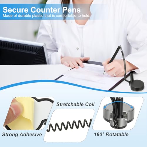 PATIKIL 6 canetas seguras com corrente adesiva e suporte de caneta de segurança, canetas de balcão d