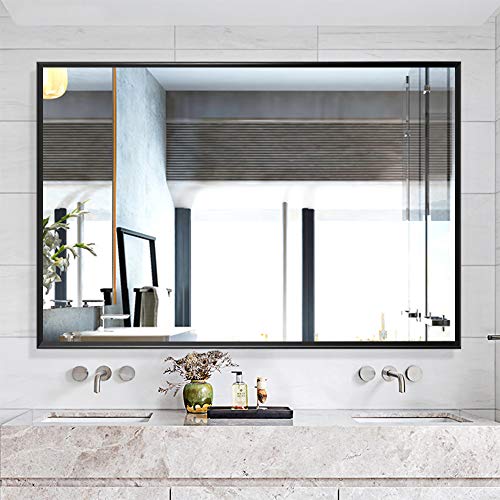 Neutype Large Bathroom Mirrors Wall Mounted Mirrors For Bathroom Bedroom Living Room,Vanity Mirror,Aluminum Alloy Thin Frame,Burst-Proof Glass (Black) #TOP1