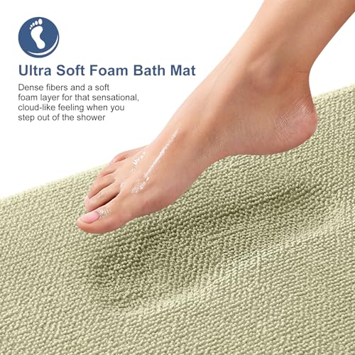 Image of OLANLY Thick Memory Foam Bath Mat Rug 30x20, Extra Soft Absorbent Bathroom Rug, Quick Dry Bath Mats, Non-Slip, Machine Washable Carpet for Bathroom, Tub and Shower, Home Decor Accessories, Vanilla