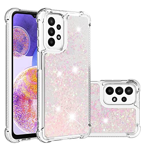 Transparent Liquid Case für Galaxy A23 4G, Gel Silicone Phone Case Glitter Floating Liquid Cover Ultra Slim Bumper Case Sparkly Back Case Resistant Hard Compatible with Samsung Galaxy A23 4G 5G